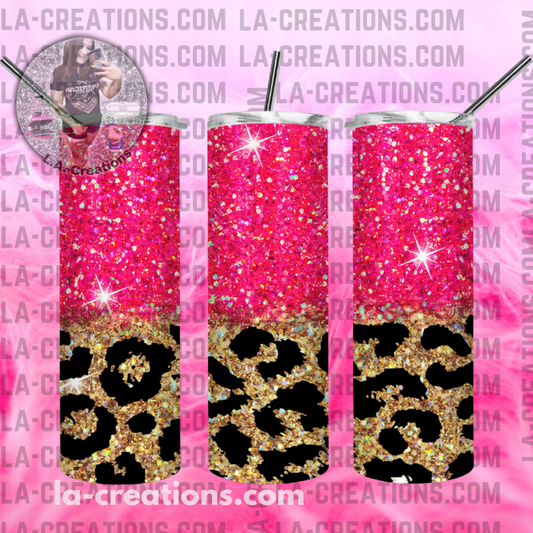 Pink Leopard Glitter Ombre 20oz Tumbler