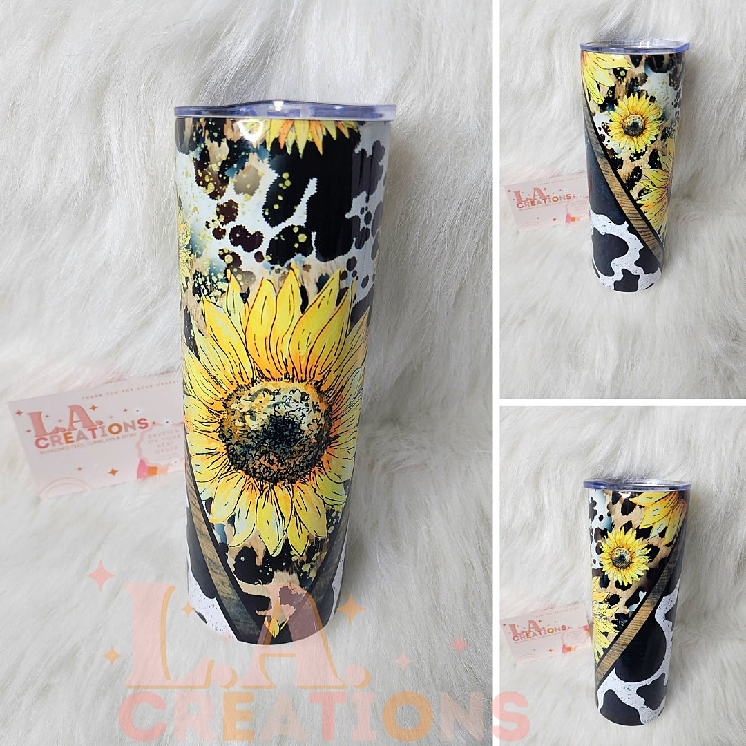 Sunflower Cowprint 20oz Tumbler