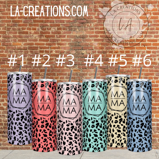 MAMA Leopard Print 20oz Tumbler 6 Color Choices
