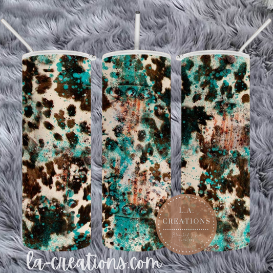 Cowhide & Teal / Rustic 20oz Tumbler