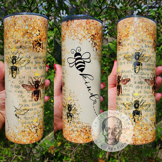 Be Kind Gold Glitter 20oz Tumbler